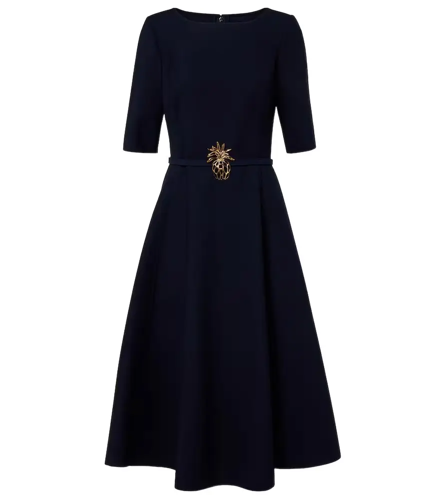 Oscar de la Renta Belted wool-blend midi dress