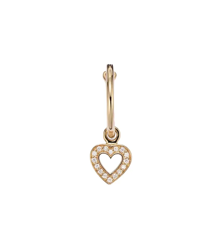 Sophie Bille Brahe Lettre De Mini Caur 18kt gold single hoop earring with diamonds