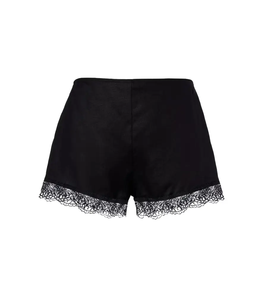 Staud Von lace-trimmed linen shorts