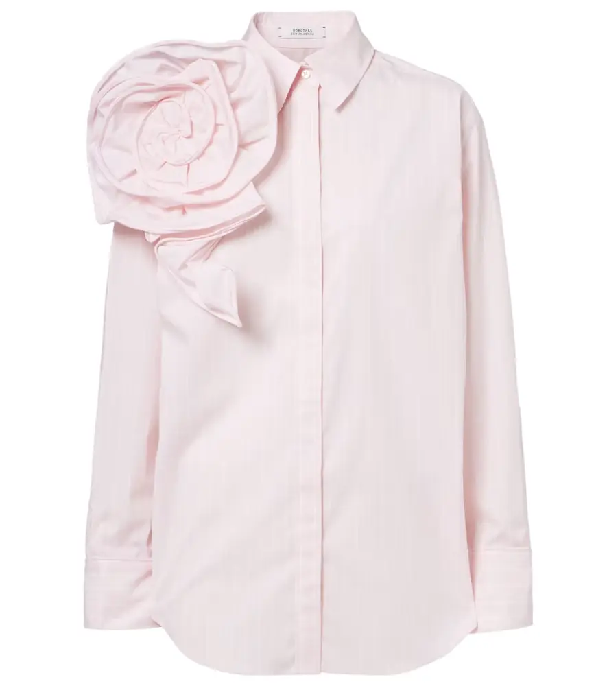 Dorothee Schumacher Striped Power floral-appliqué cotton-blend shirt