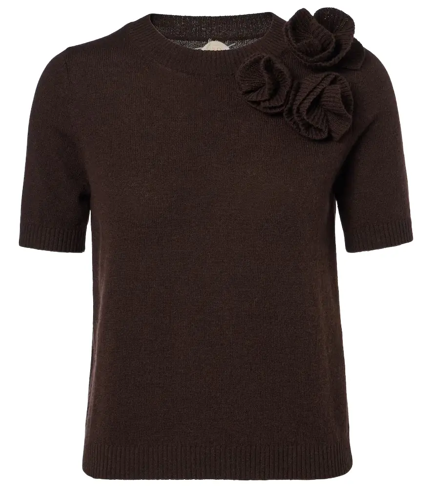 Jardin des Orangers Floral-appliqué wool and cashmere sweater