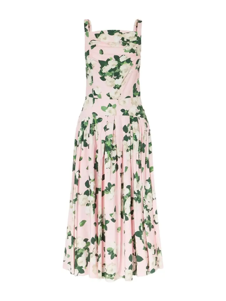 Carolina Herrera Floral-printed Cotton-blend Midi Dress