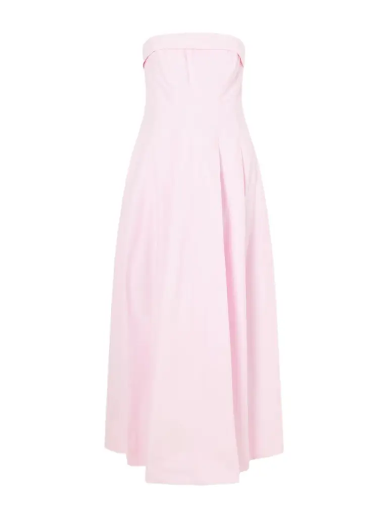 Simkhai Avril Strapless Pleated Cotton-blend Gown
