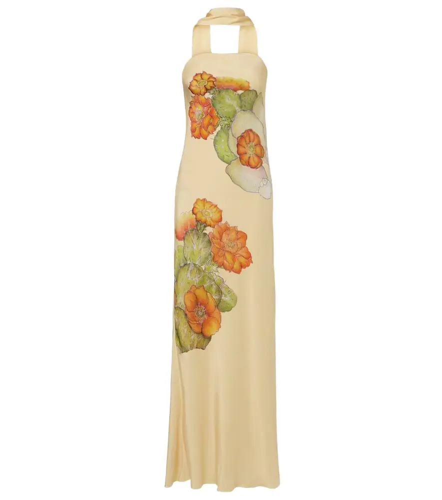 Rodarte Scarf-detail floral silk crêpe gown