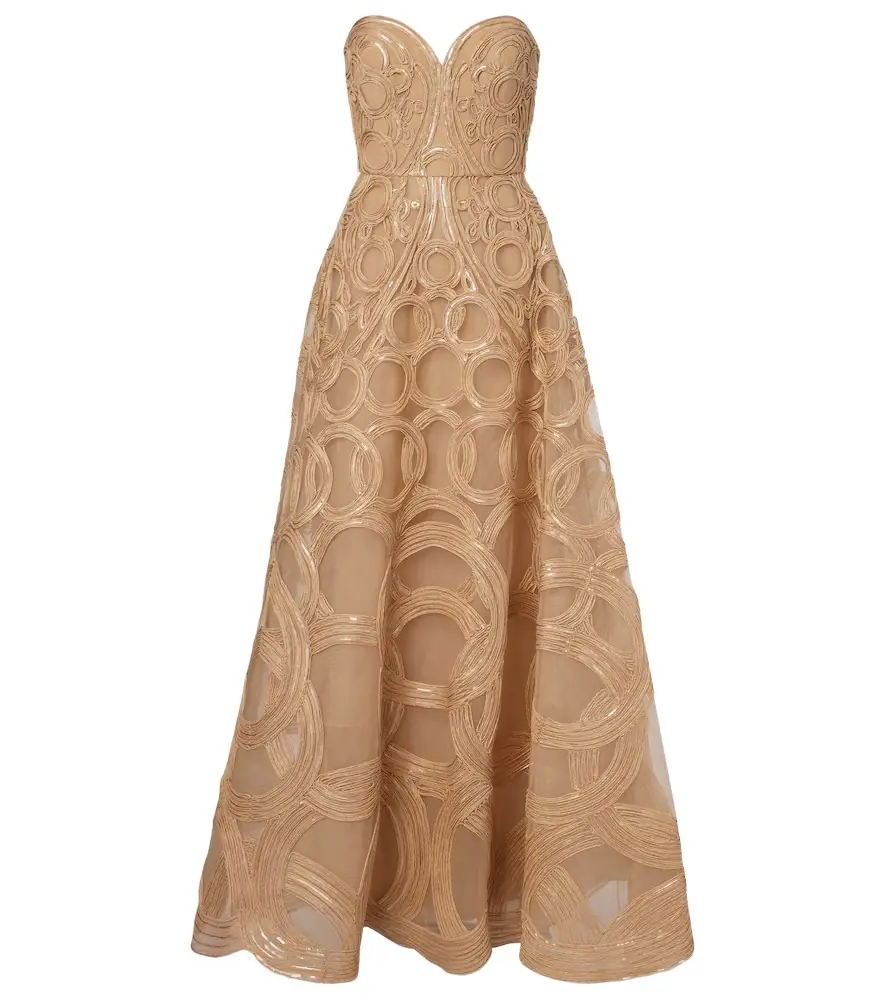 Elie Saab Embellished tulle bustier gown