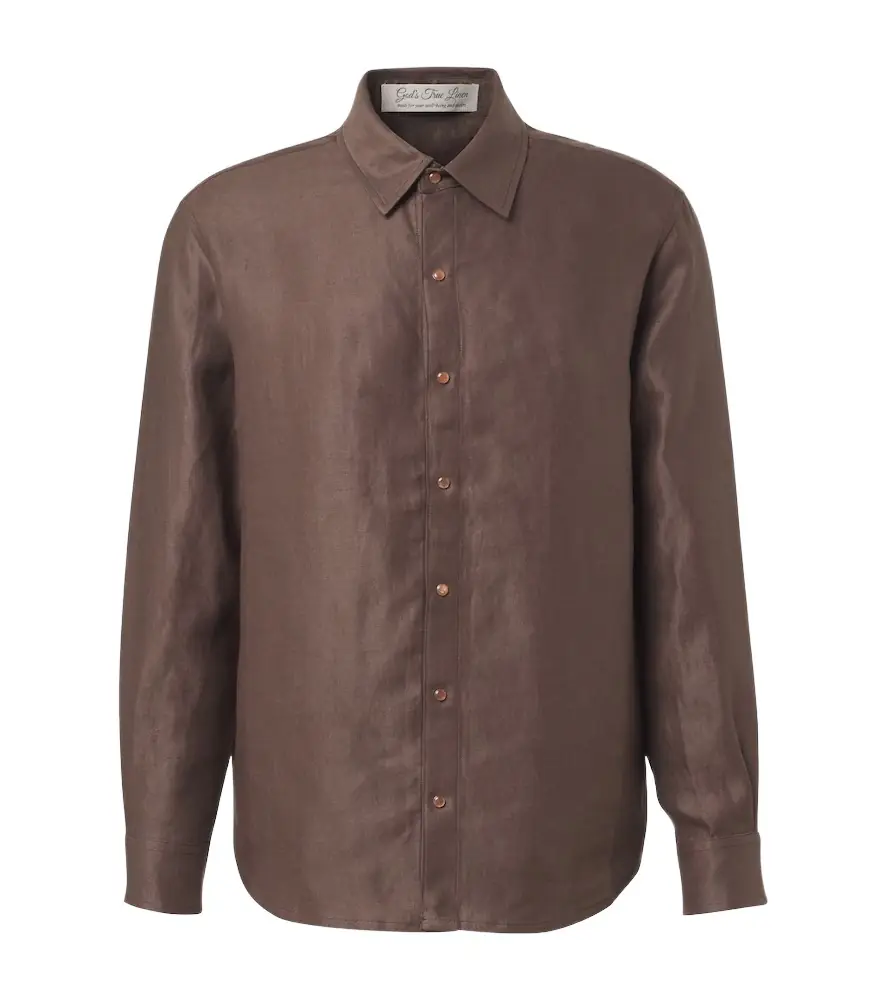 God's True Cashmere Linen shirt with orange sunstone
