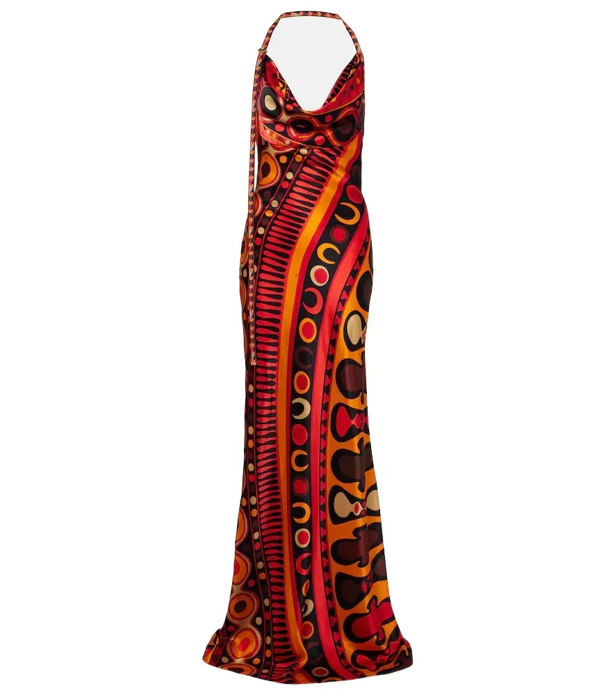 Pucci Soleil open-back satin maxi dress
