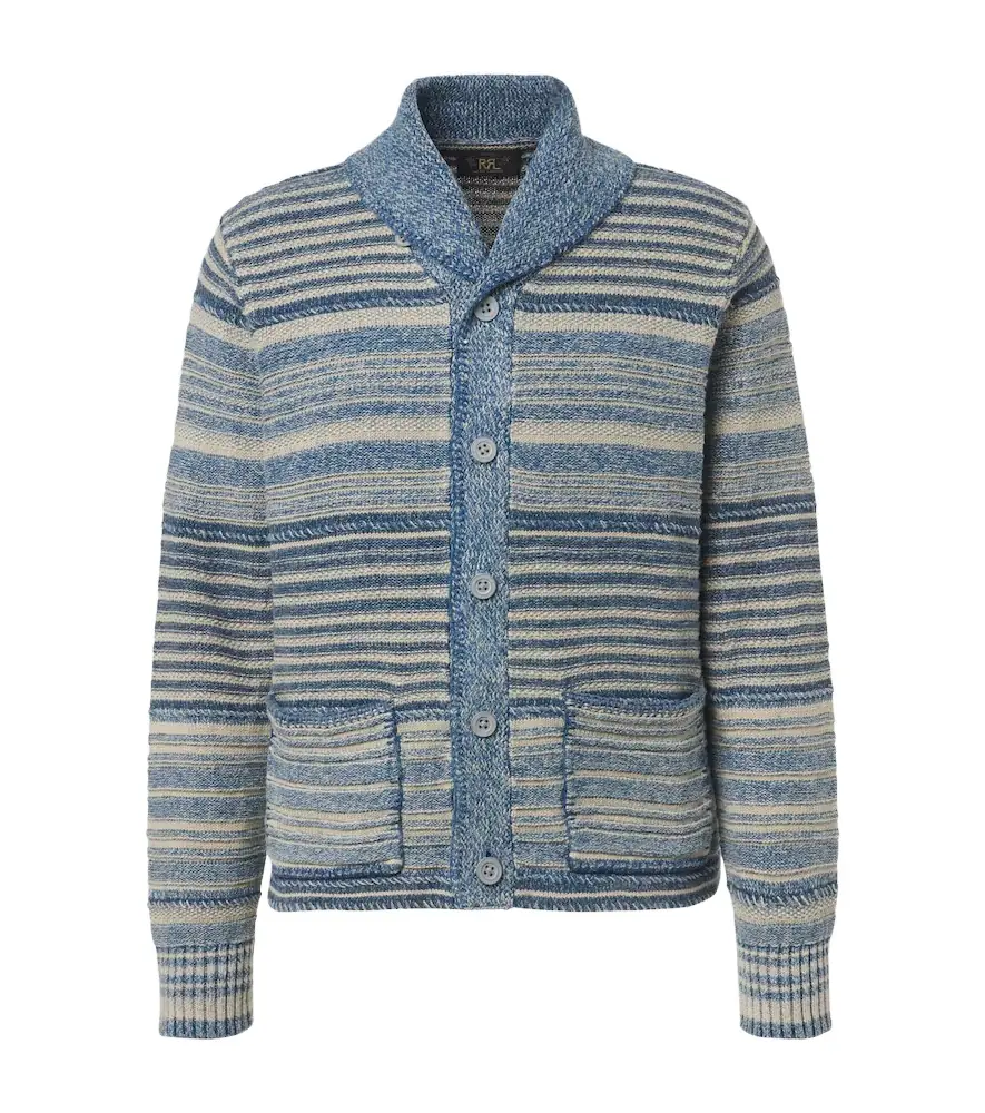 RRL Striped cotton and linen cardigan