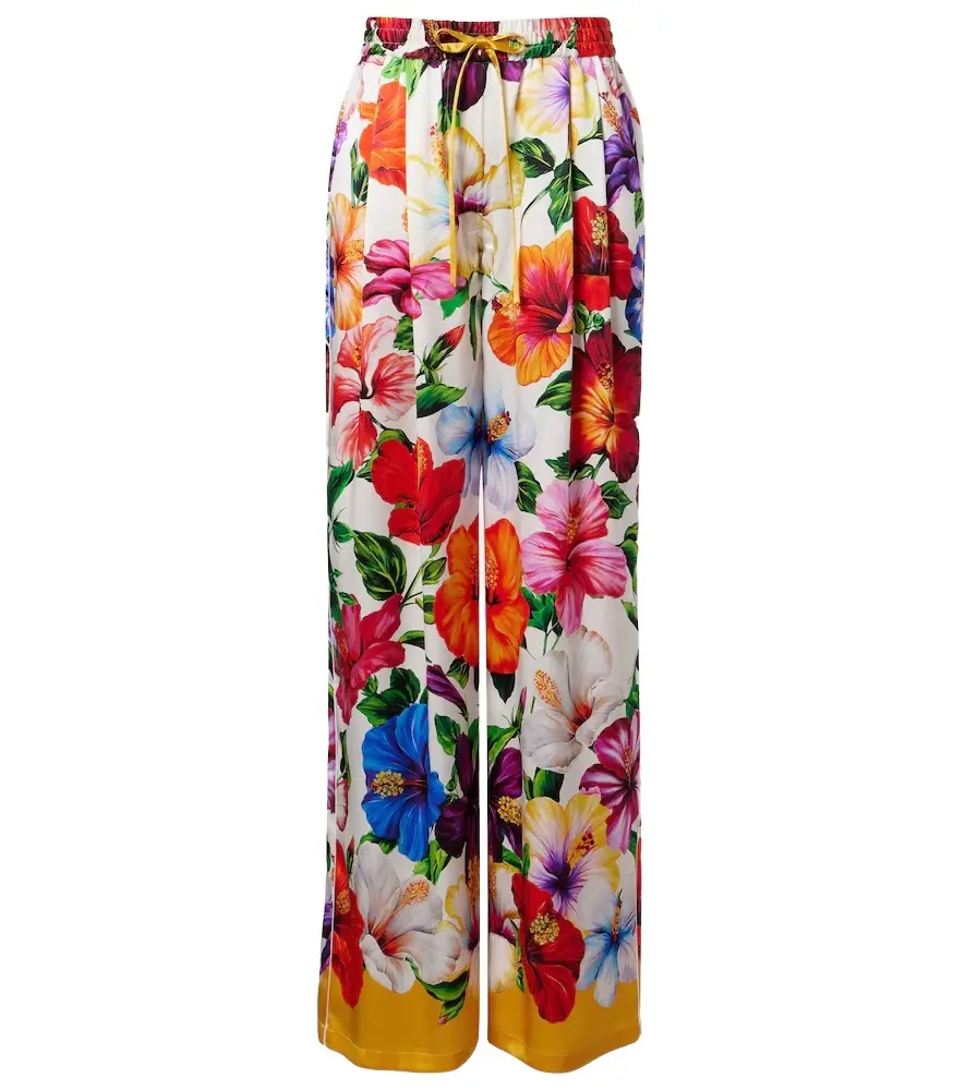 Dolce & Gabbana Floral silk-blend satin palazzo pants