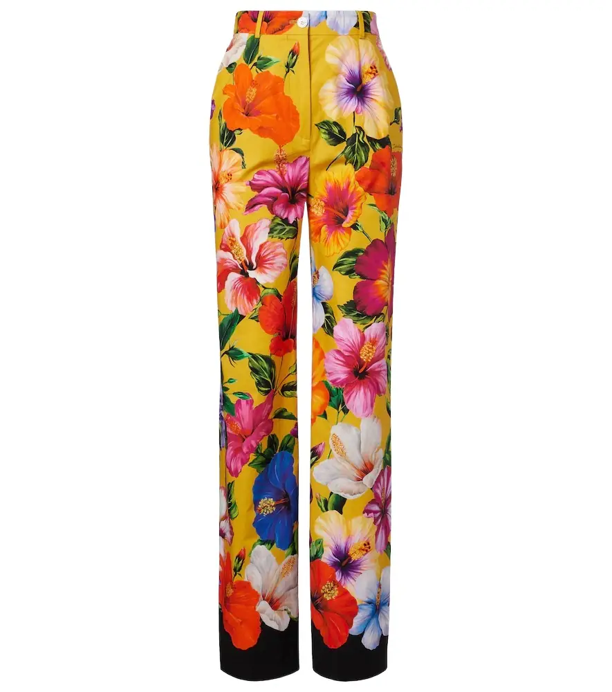 Dolce & Gabbana Floral cotton wide-leg pants