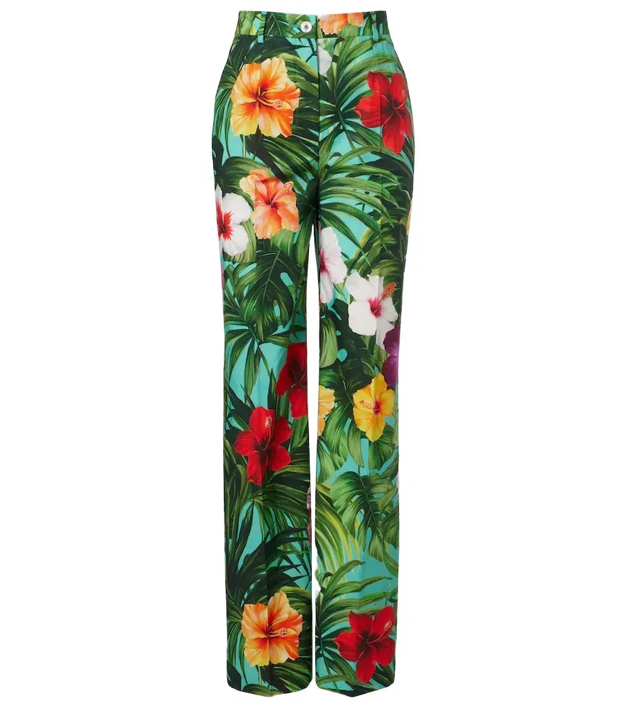 Dolce & Gabbana Floral cotton wide-leg pants
