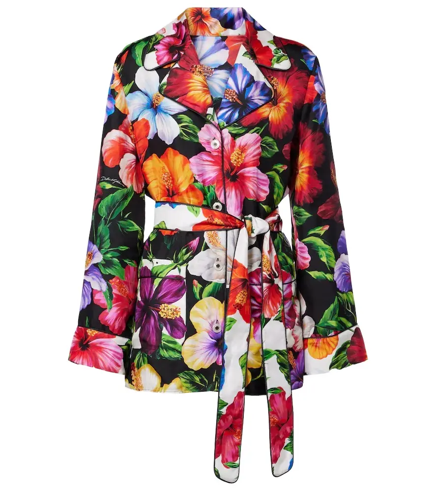 Dolce & Gabbana Belted floral silk shirt