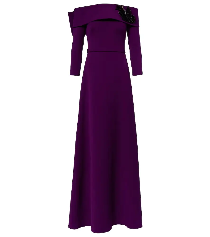 Safiyaa Lunelle embellished off-shoulder crêpe gown