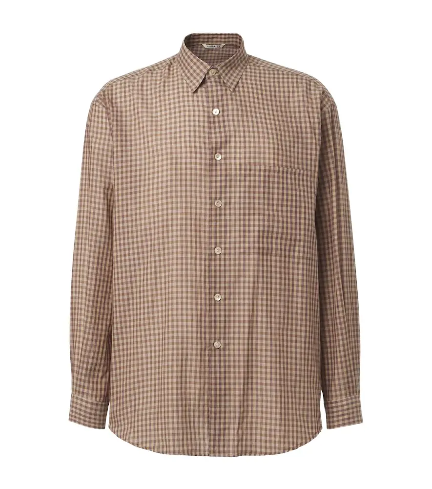 Auralee Gingham cotton poplin shirt