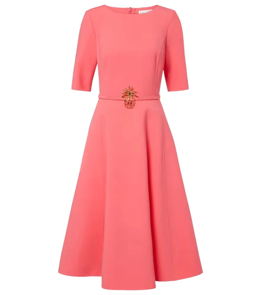 Oscar de la Renta Belted wool-blend midi dress