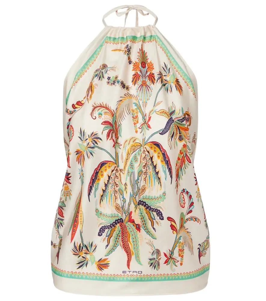 Etro Printed halterneck silk top