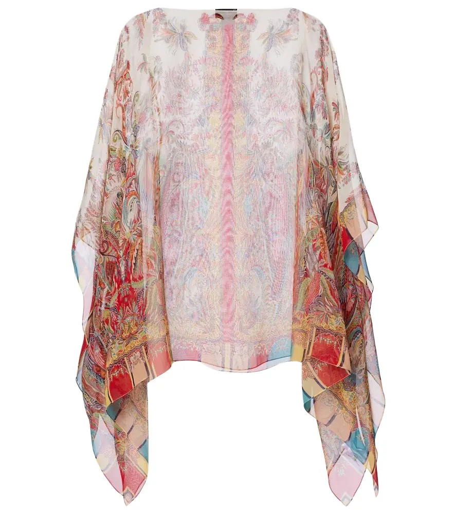 Etro Printed silk cape
