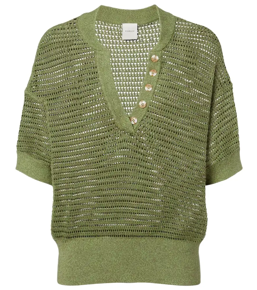 Varley Callie open-knit cotton top