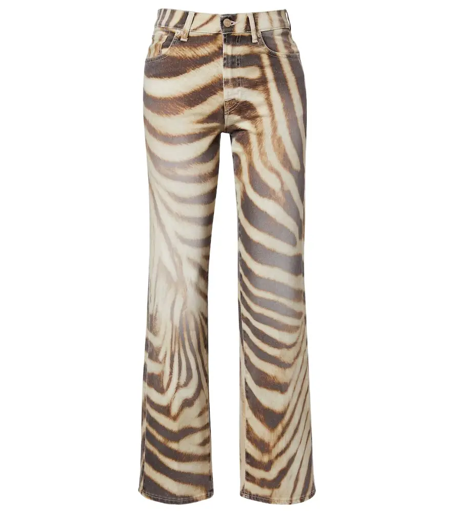 7 For All Mankind Stovepipe zebra-print straight jeans