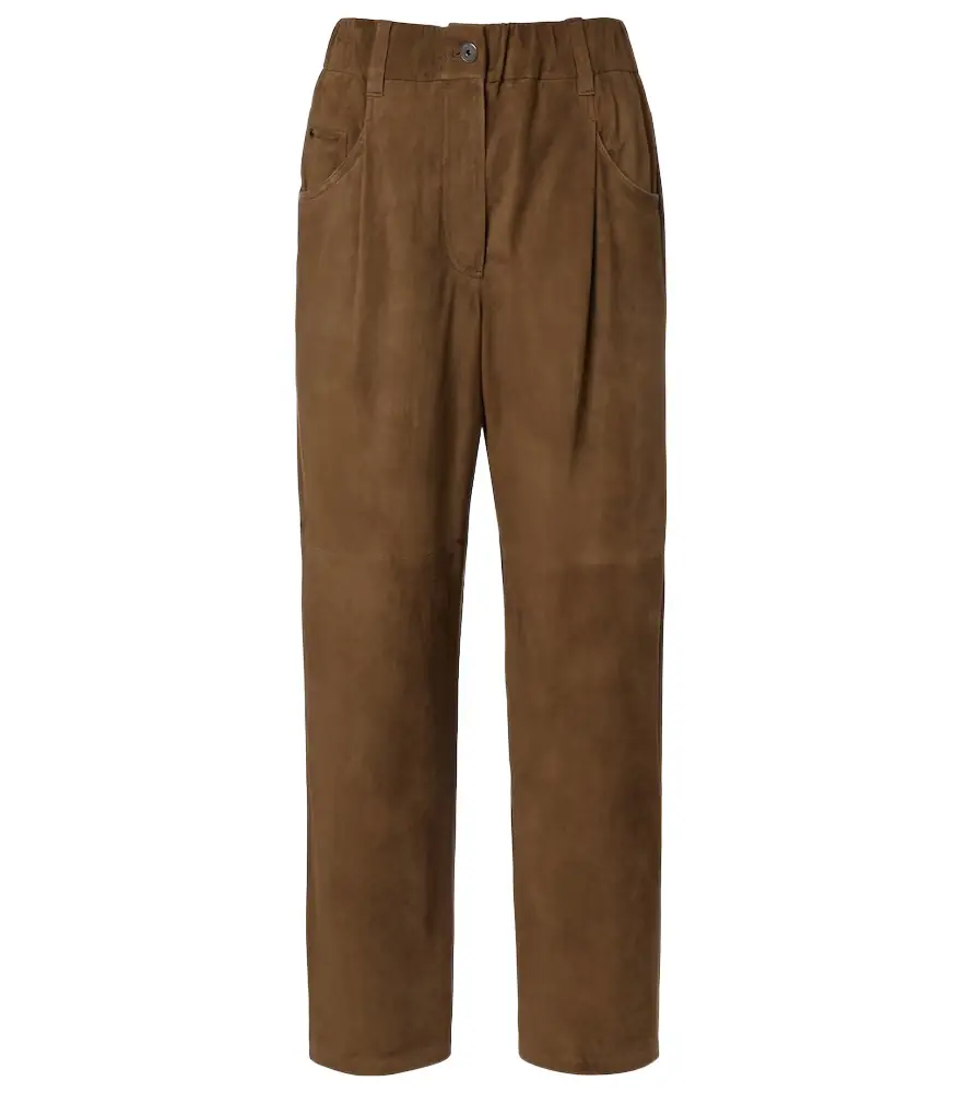 Brunello Cucinelli Monili suede straight pants