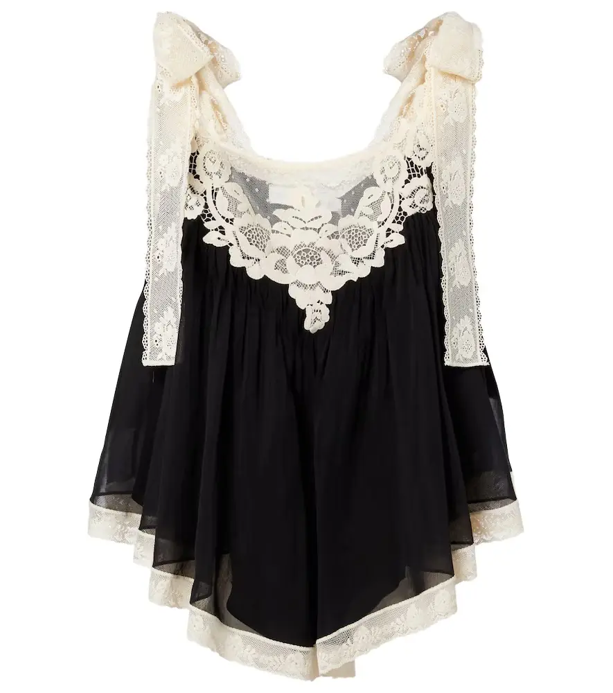 Zimmermann Roselight lace-trimmed cotton and silk top