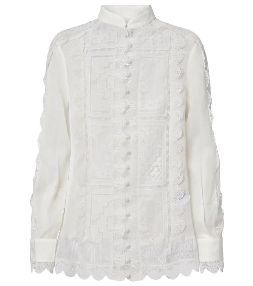 Zimmermann Floral lace ramie shirt