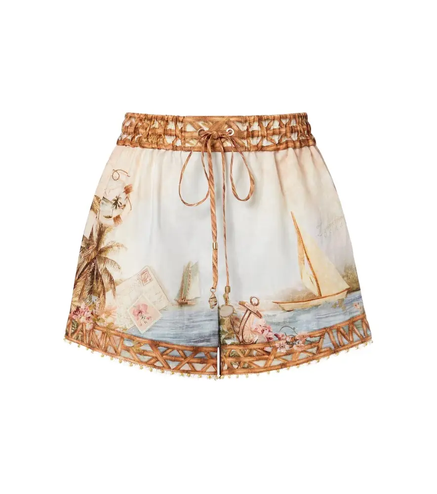 Zimmermann Mahon printed linen shorts