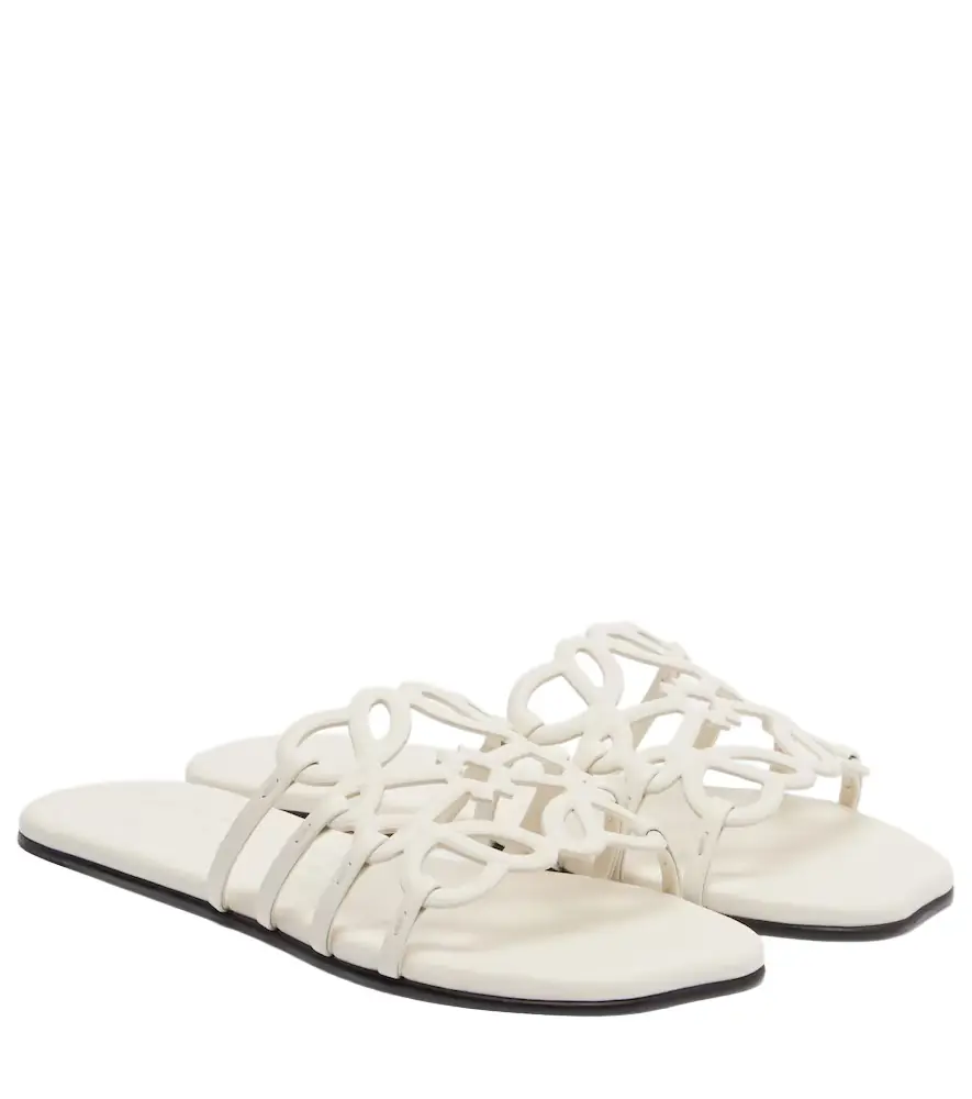 Loewe Petal Anagram leather slides