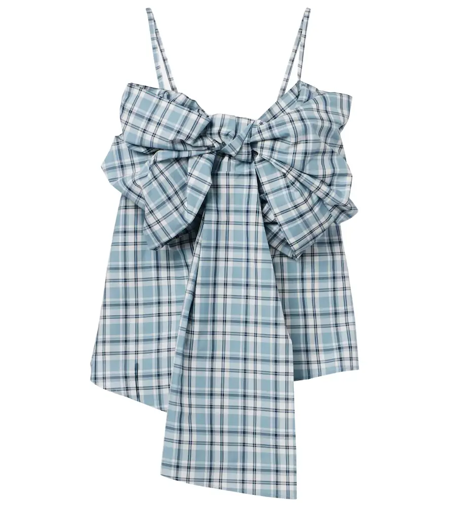 Acne Studios Bow-detail checked cotton top