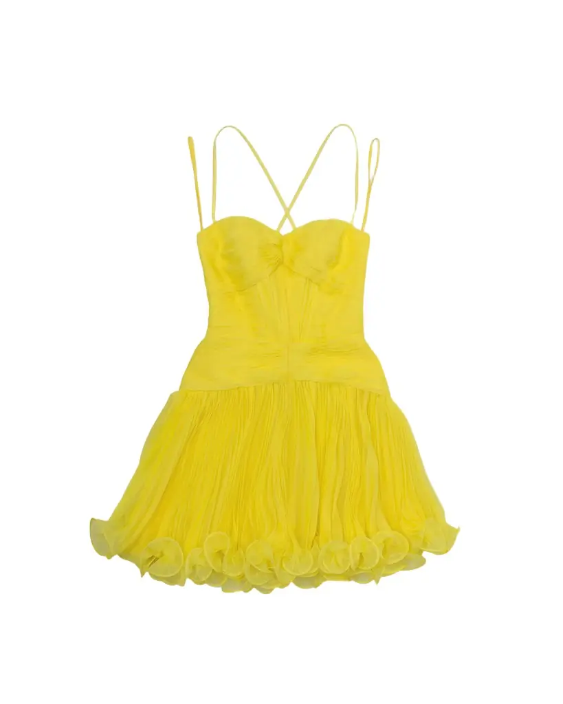 Aknvas The Canary micropleated cocktail dress