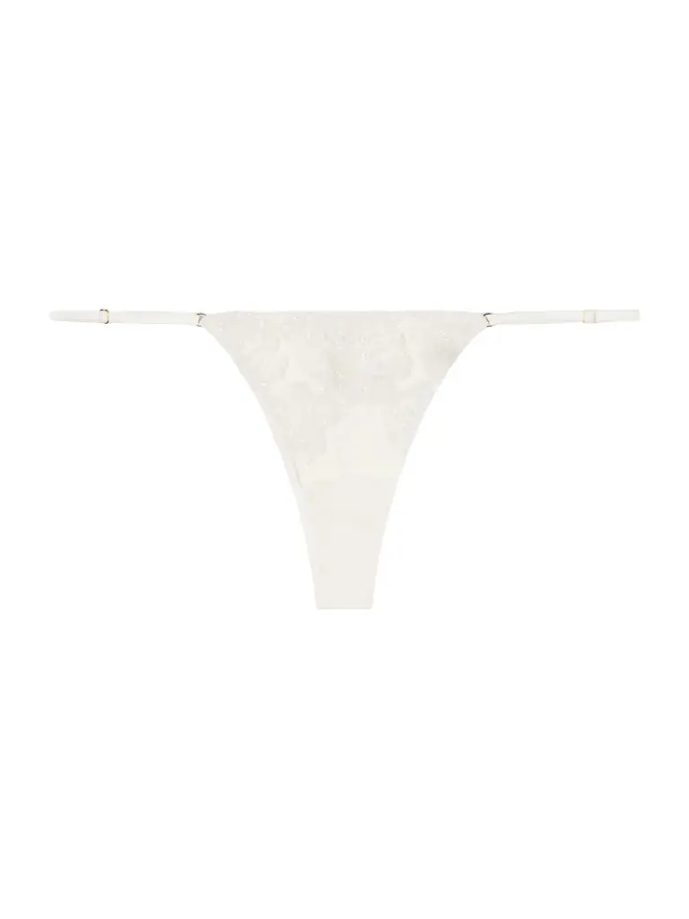 Kiki de Montparnasse Fleurs Veloutes Lace-trimmed Mesh Thong