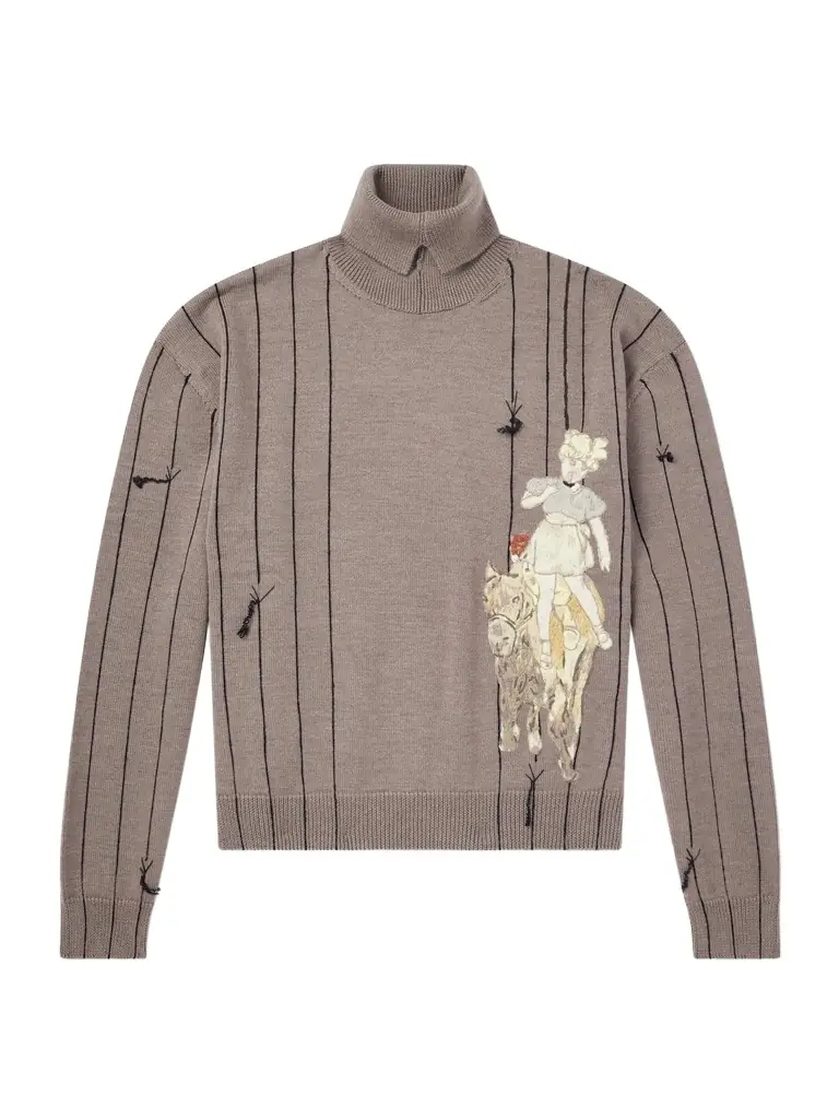 Enfants Riches Déprimés Broken Rope Embroidered Merino Wool Turtleneck - Men