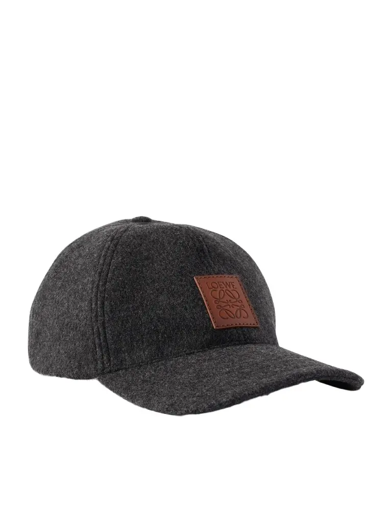 Loewe Logo-Appliquéd Leather-Trimmed Wool-Blend Baseball Cap - Men
