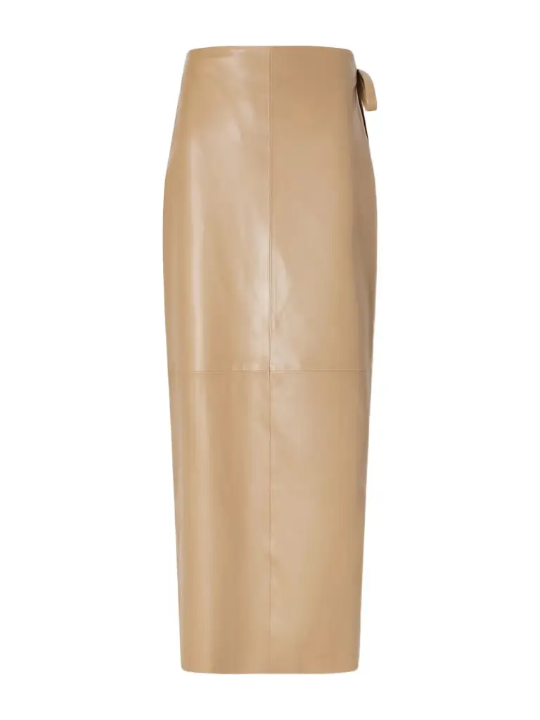 Nour Hammour Paneled Leather Maxi Wrap Skirt