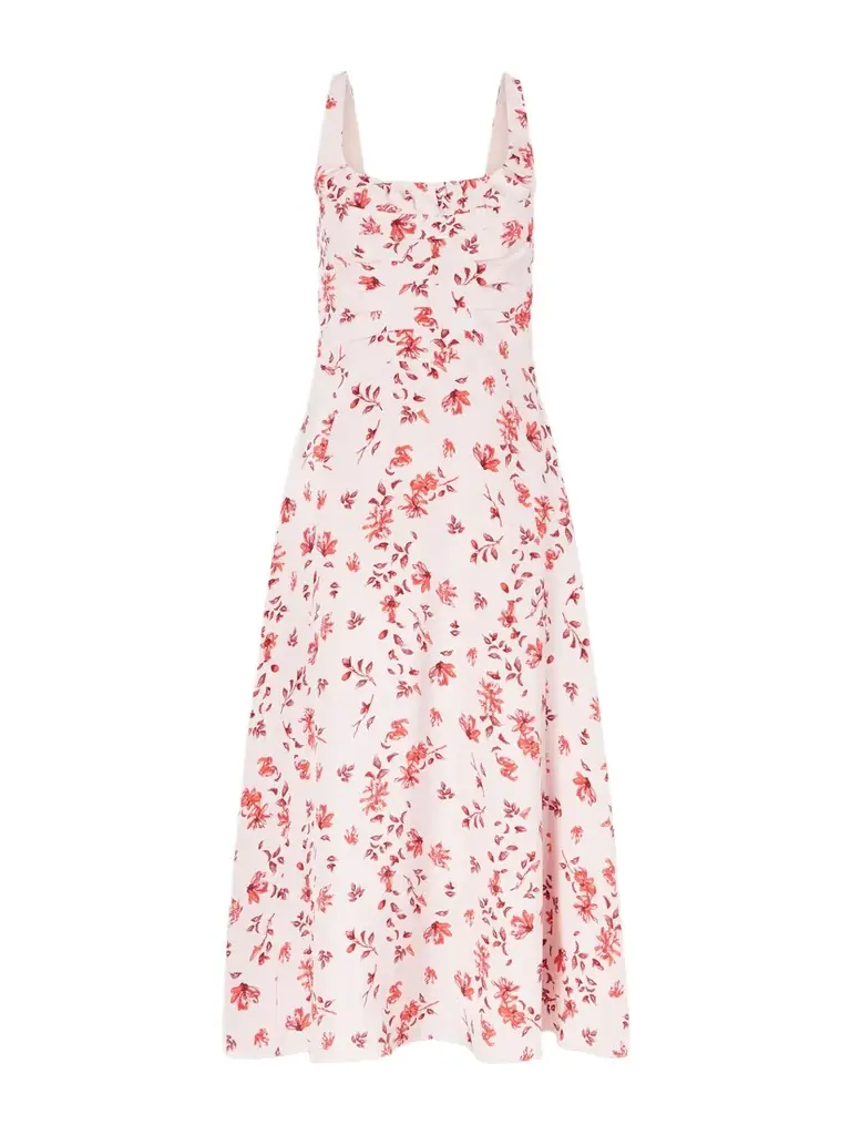 Emilia Wickstead Verena Ruched Floral-print Silk Midi Dress