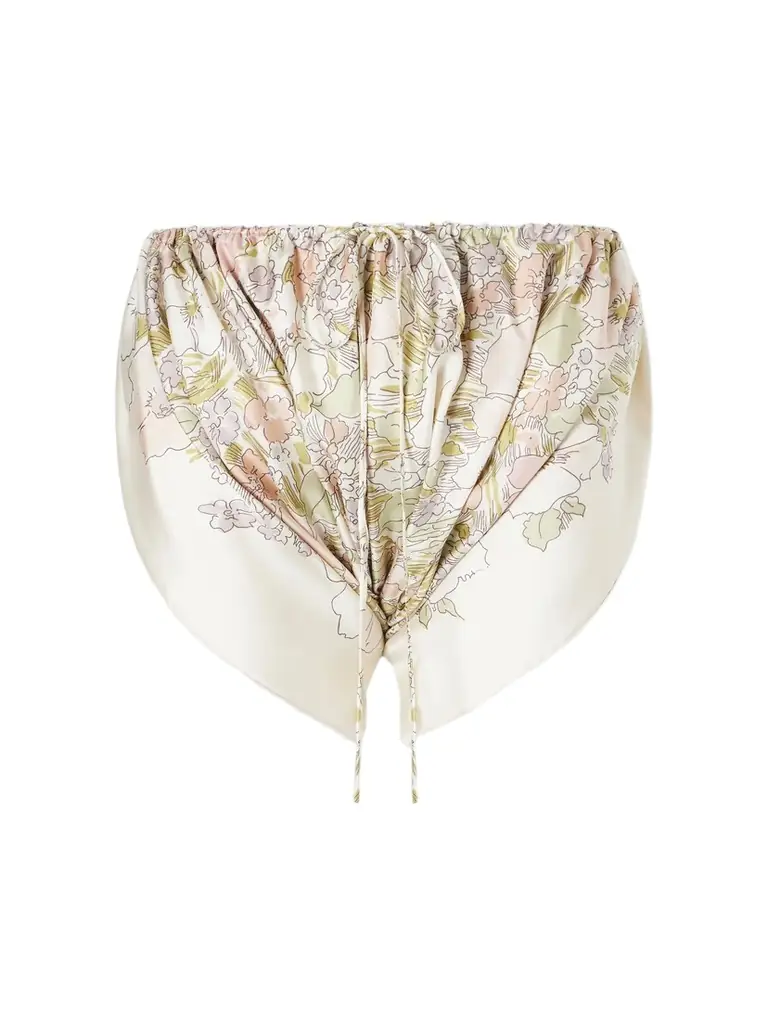 Calvin Klein Collection Ruched Floral-print Silk Mini Shorts