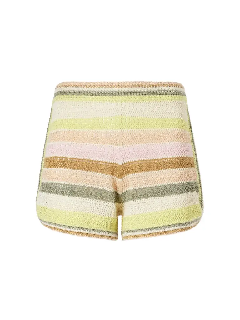 Zimmermann Indra Striped Crocheted Cotton Shorts