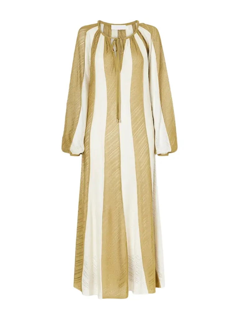 Zimmermann Mahon Splice Striped Mesh Midi Dress