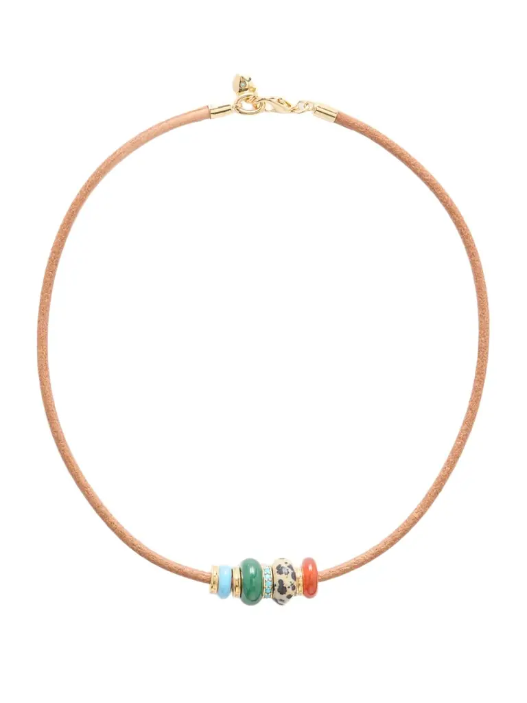 Roxanne Assoulin The Leather Stone Gold-tone, Multi-stone And Leather Necklace