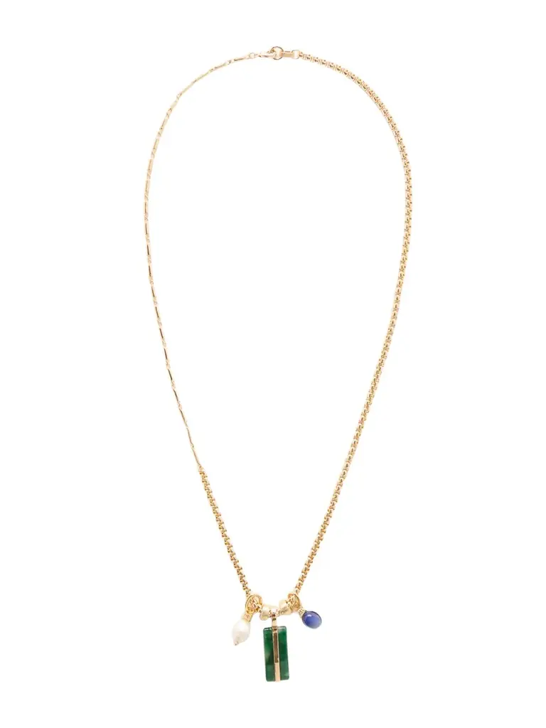 Roxanne Assoulin The Stone Bar Gold-tone Agate, Pearl And Lapis Lazuli Necklace