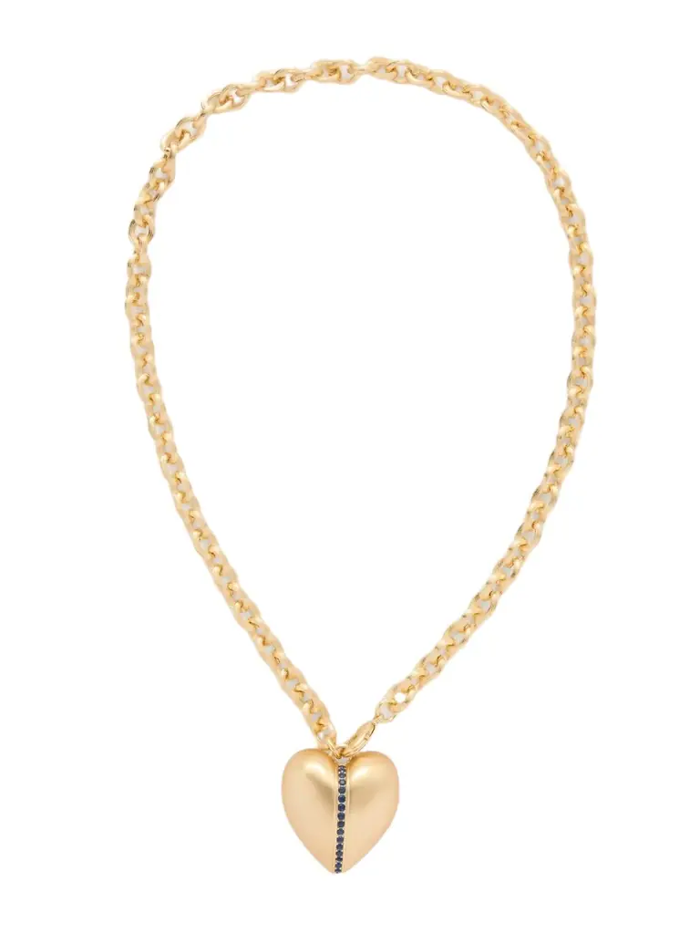 Roxanne Assoulin The Sapphire Stripe Puffy Heart Gold-tone And Sapphire Necklace