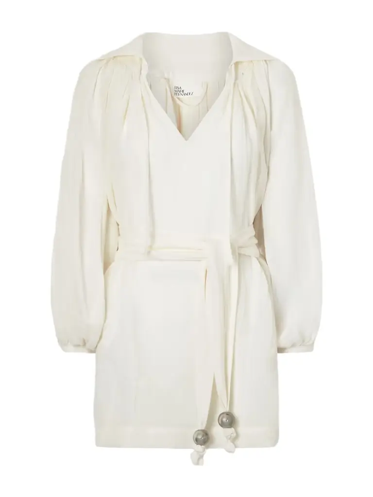 Lisa Marie Fernandez Poet Belted Linen Mini Dress