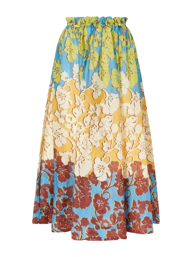 ALÉMAIS Splice Floral-print Cotton And Silk-blend Midi Skirt