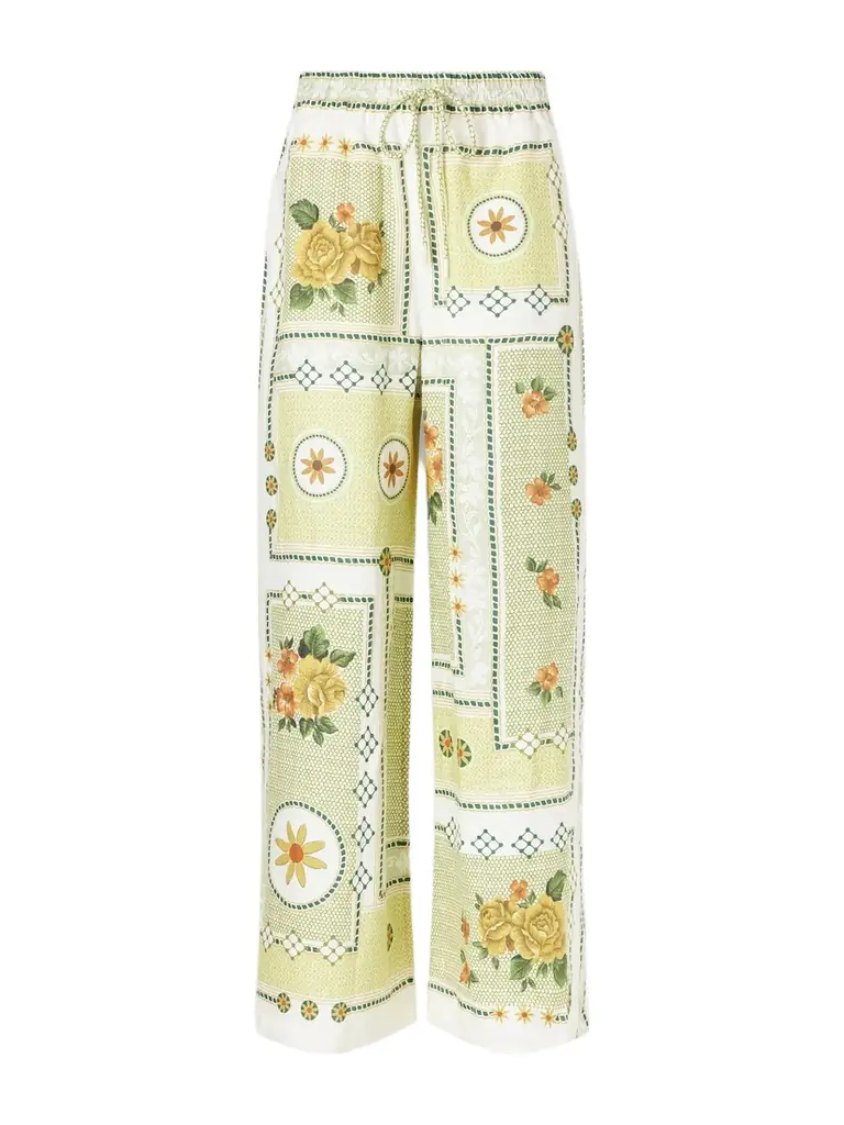 ALÉMAIS Dixie Knotted Floral-print Linen Pants
