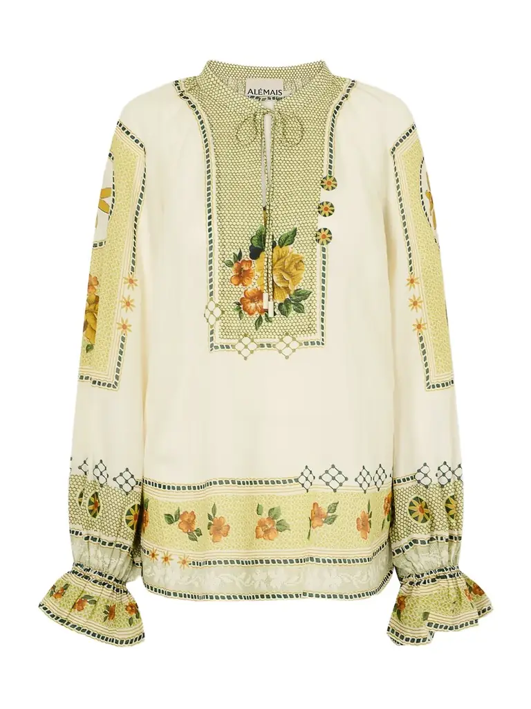 ALÉMAIS Dixie Floral-print Ramie Top