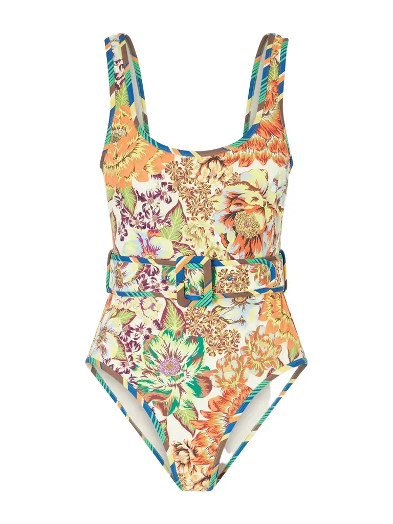 ALÉMAIS Charlie Belted Floral-print Swimsuit