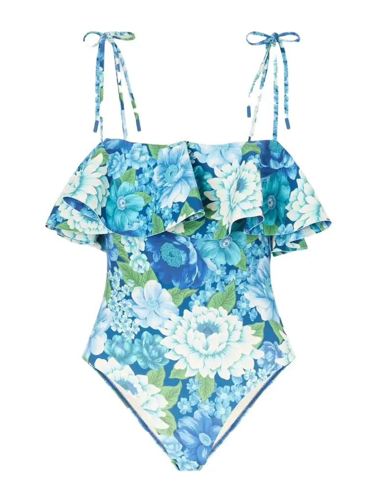 ALÉMAIS Margo Ruffled Floral-print Swimsuit