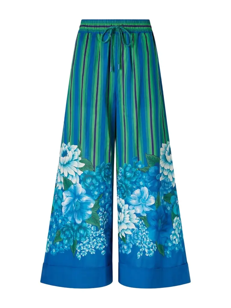 ALÉMAIS Margo Printed Organic Cotton-voile Wide-leg Pants