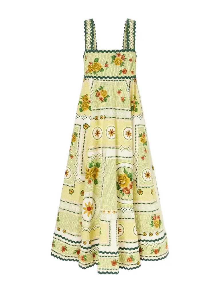 ALÉMAIS Dixie Pleated Floral-print Cotton-poplin Midi Dress