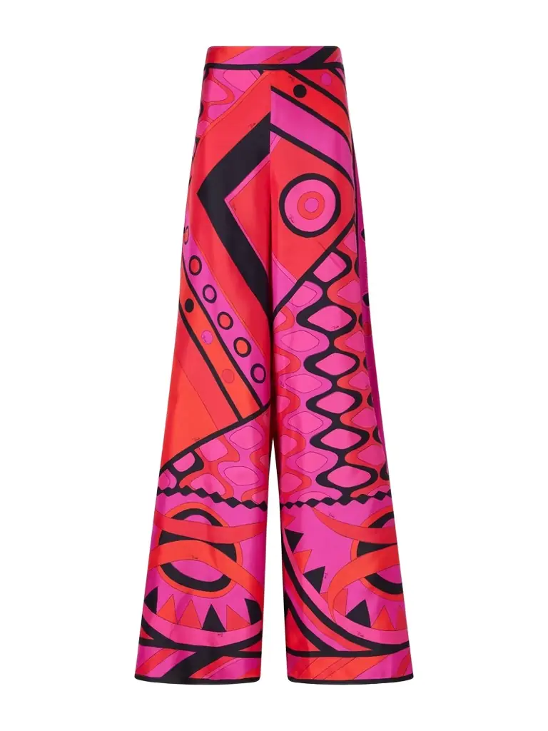PUCCI Printed Silk-twill Wide-leg Pants